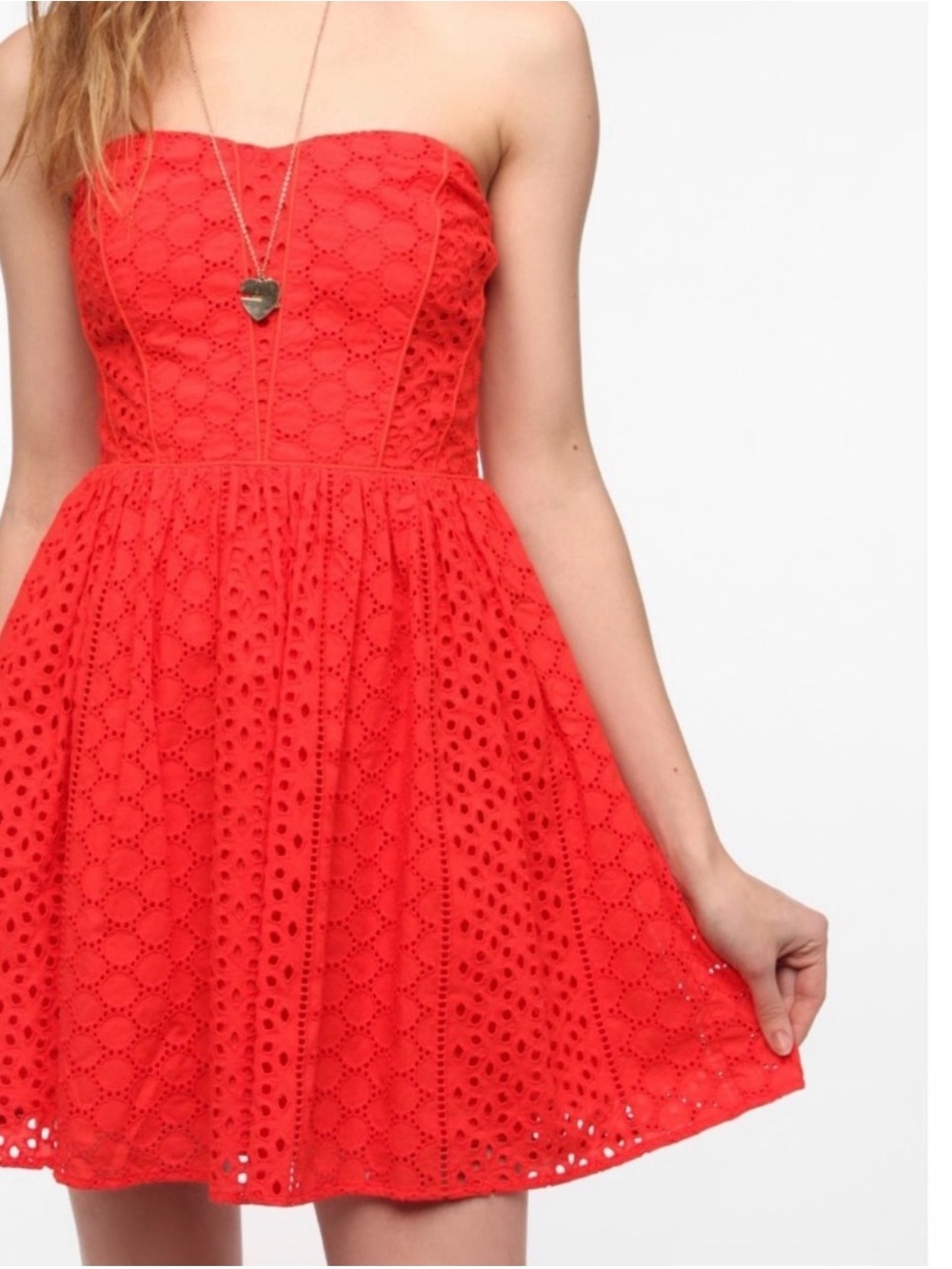 Kimchi Blue Orange Eyelet Mini Dress